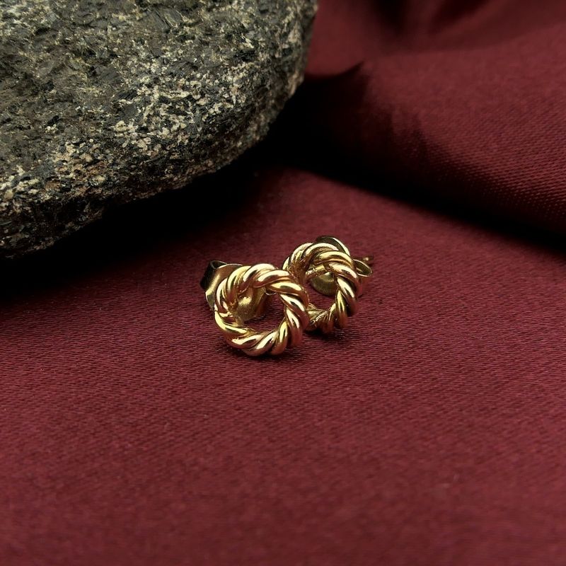 Image 2 of Vintage tricolor gold stud earrings