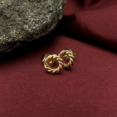 Vintage tricolor gold stud earrings Image 2 of Vintage tricolor gold stud earrings