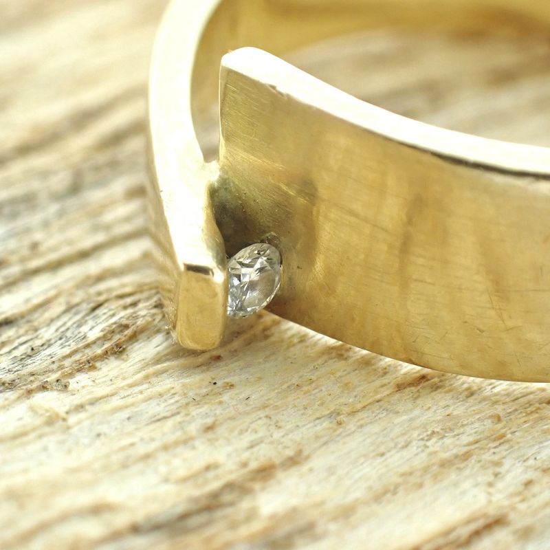 Image 2 of Golden fantasy ring with diamond 0.035 ct.