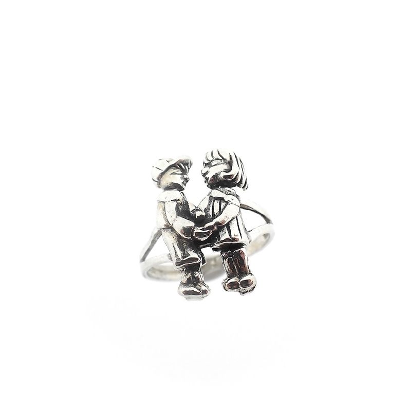 Image 1 of Silver ring with movable figures