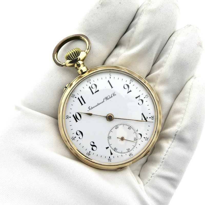 Image 14 of Antique 14k gold IWC pocket watch with box and papers from 1908