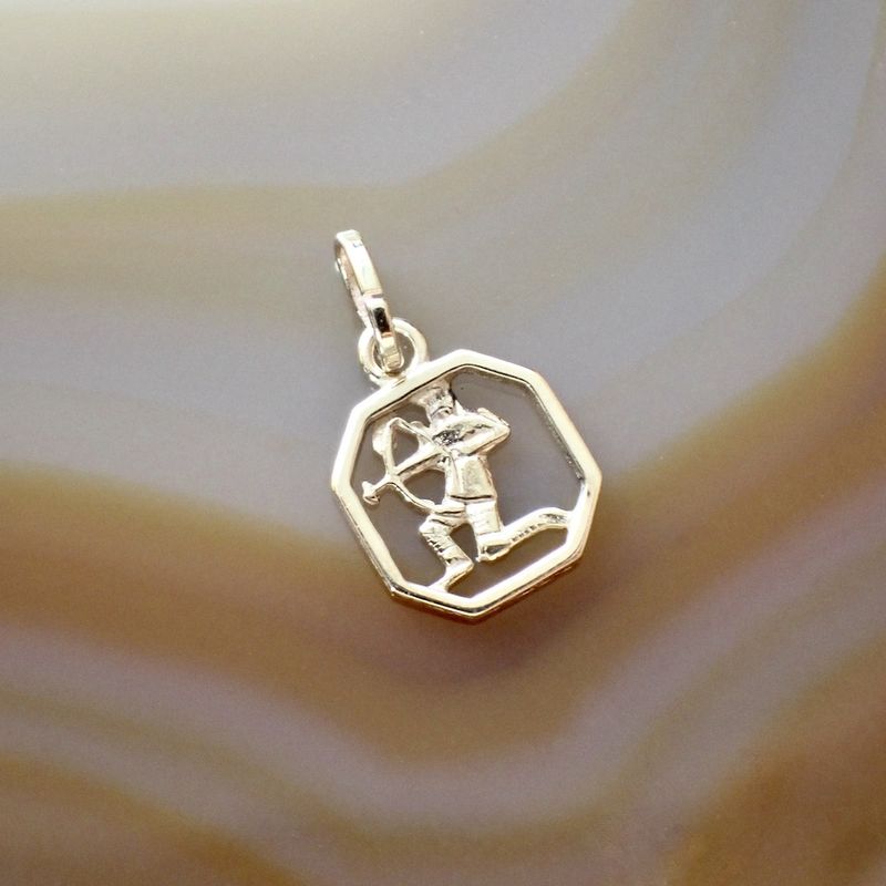 Image 2 of Gold zodiac sign pendant; Sagittarius
