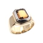 Image 1 of Two-tone gold ring with emerald-cut gold topaz