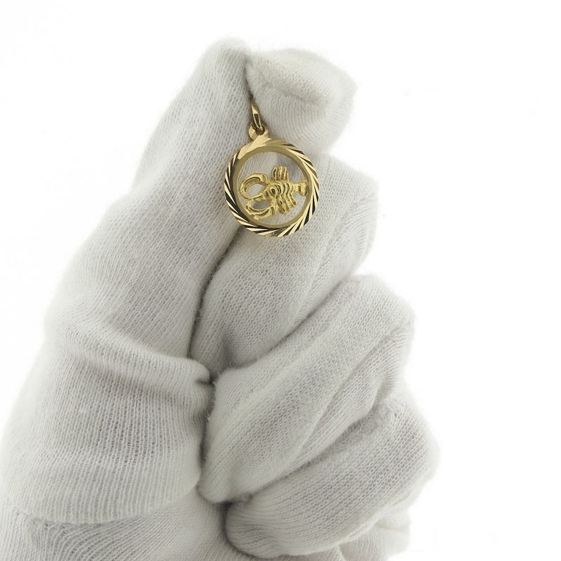 Image 5 of Gold zodiac sign pendant; Cancer