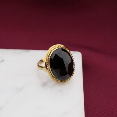 Image 2 of Gold Garnet Statement Ring; 14K; Size 18