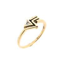 Gold Ring; Diamond 0.01 ct.; 14 Karat; Size 16.75