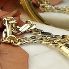 Image 2 of Two-tone gold gourmet link bracelet with diamonds