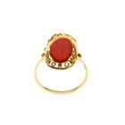 Image 6 of Vintage Gold Ring with Blood Coral; 14 Karat; Size 19