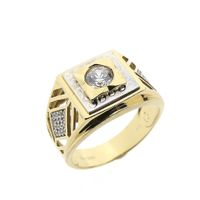 Two-tone gold men's ring with zirconia | Art Deco
