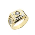 Image 1 of Two-tone gold men's ring with zirconia | Art Deco