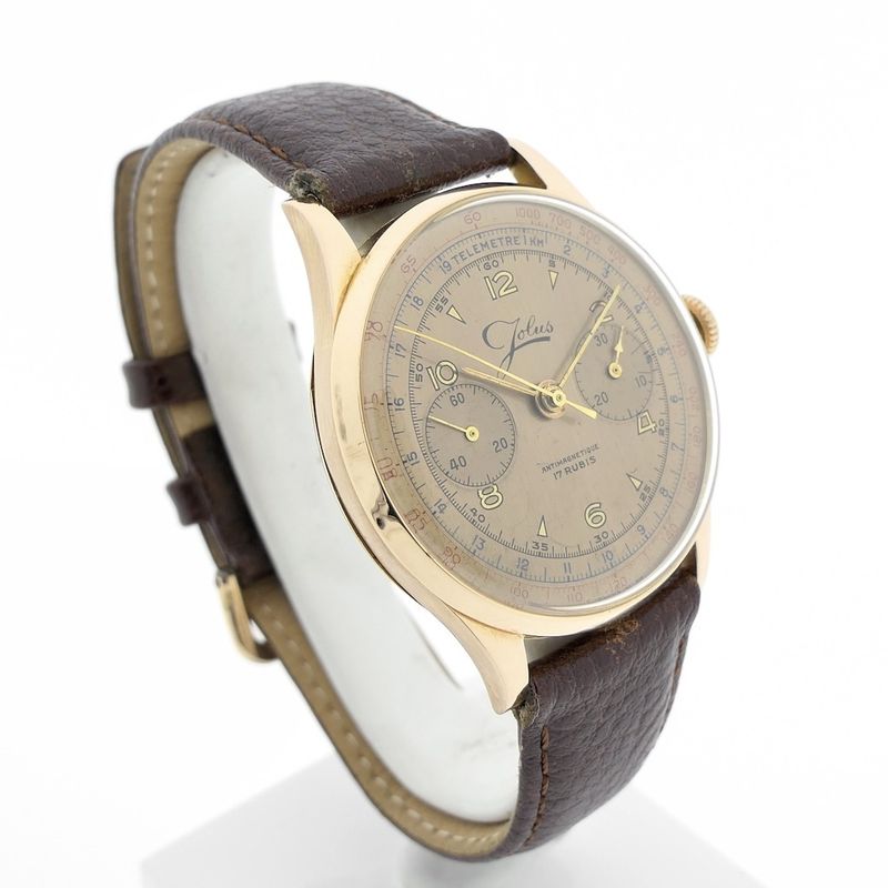 Image 3 of Jolus Autres Horlogerie; vintage 18k. gouden heren horloge met chronograaf
