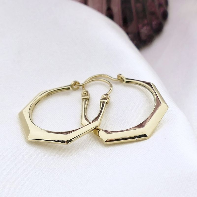 Image 2 of Gold angular earrings | Ø 18.5 mm