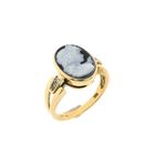 Image 1 of Gold signet ring with blue cameo and diamond | 0.04 ct.