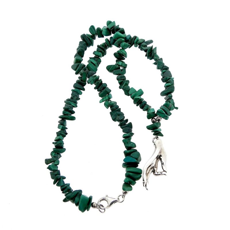Image 7 of Malachite bead necklace with silver pendant and clasp