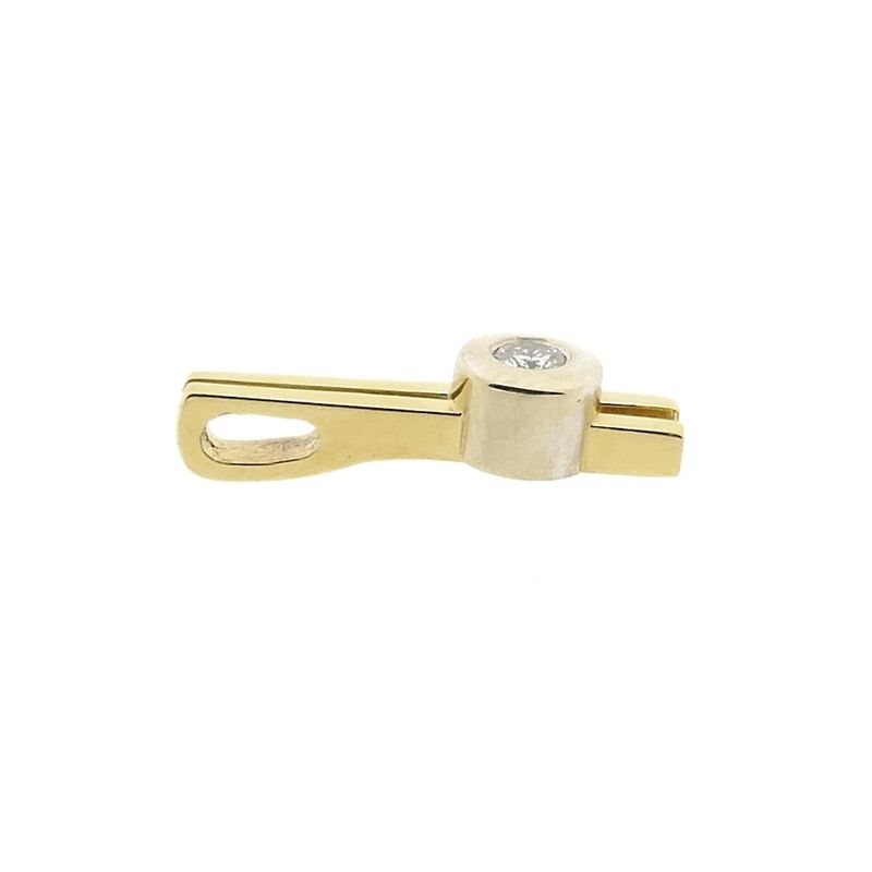 Image 7 of Two-tone gold minimalist pendant with diamond | 0.05 ct.