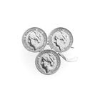 Image 1 of Silver brooch Wilhelmina coins | Three-leaf clover