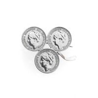 Silver brooch Wilhelmina coins | Three-leaf clover