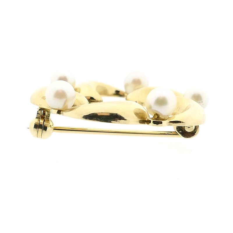 Afbeelding 8 van 8 Karaat florale broche met parel