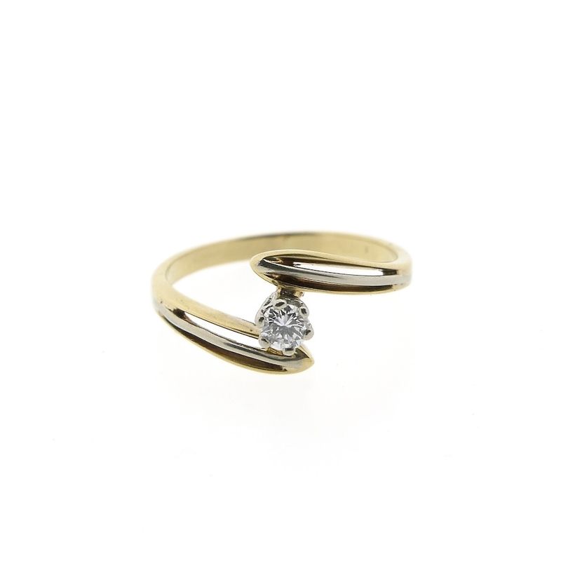 Image 3 of Two-tone gold solitaire ring with diamond | 0.15 ct.