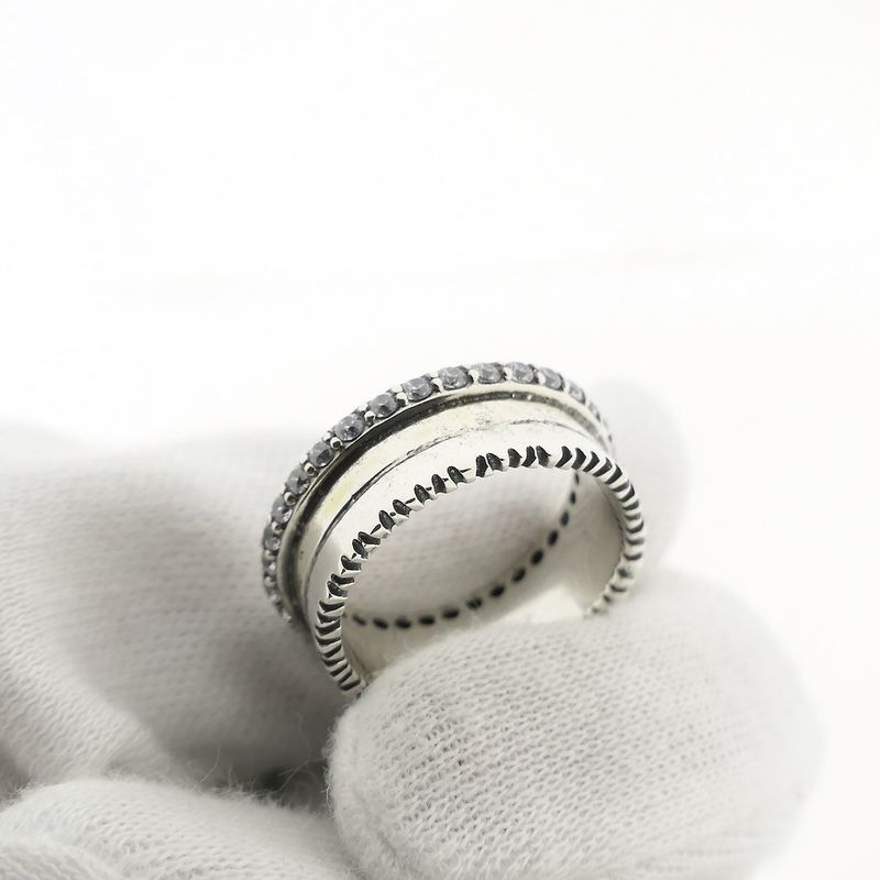 Image 5 of Silver wide ring with zirconia; GGAAFF