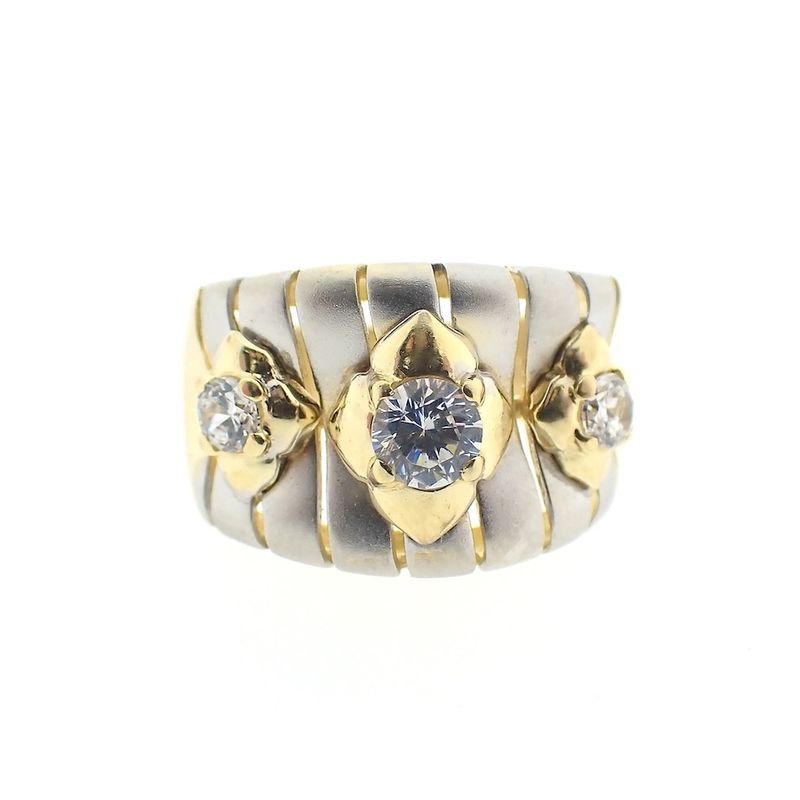 Image 7 of Two-tone gold wide ring set with zirconia