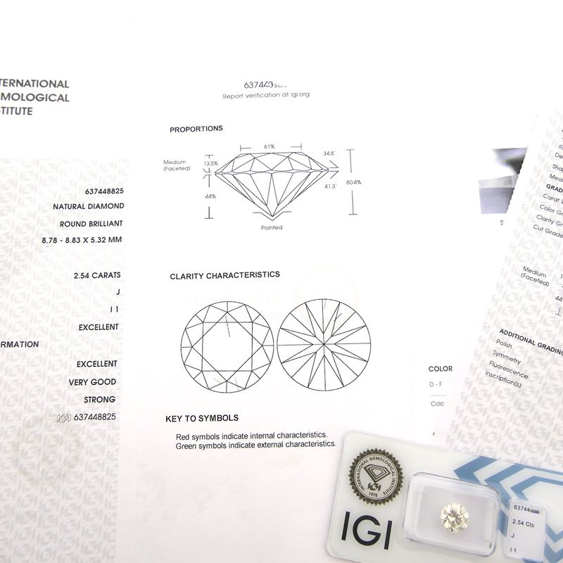 Image 4 of 2.54 ct. Brilliant cut diamond J/I1 + IGI Certificate - Natural diamond