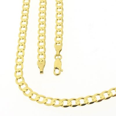 Image 1 of Gold flat gourmet link chain | 60.5 cm