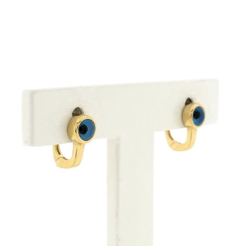 Image 3 of Gold stud earrings with Nazar (Lucky Eye)
