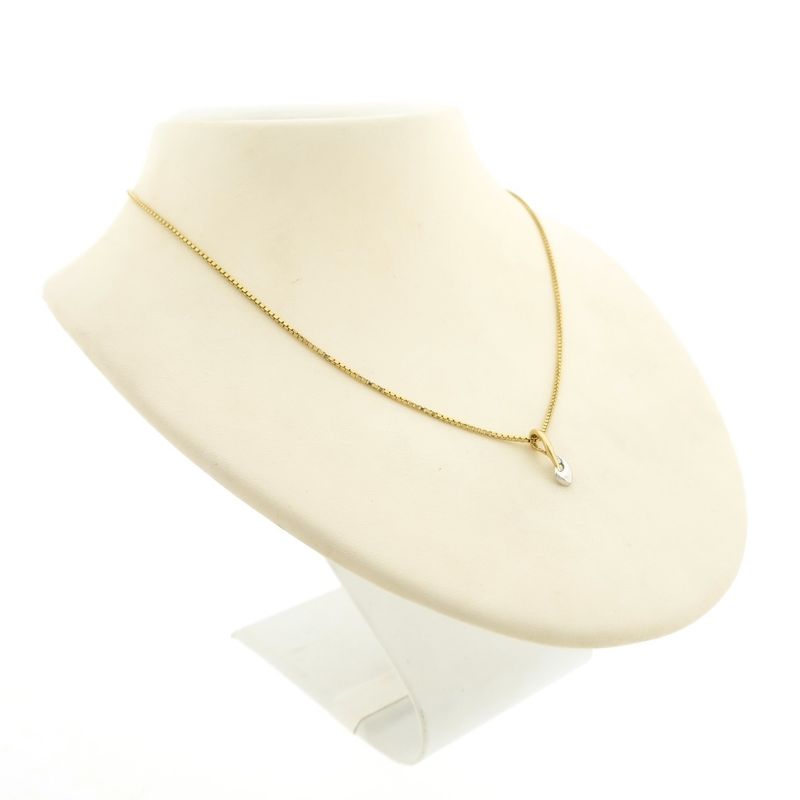 Image 6 of Two-tone gold minimalist pendant with diamond; 0.035 ct.