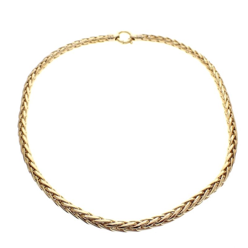 Image 2 of Gold braided necklace; Foxtail link | 45 cm