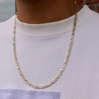 Afbeelding 9 van Gouden valkenoog schakelketting met witgouden wiebertjes