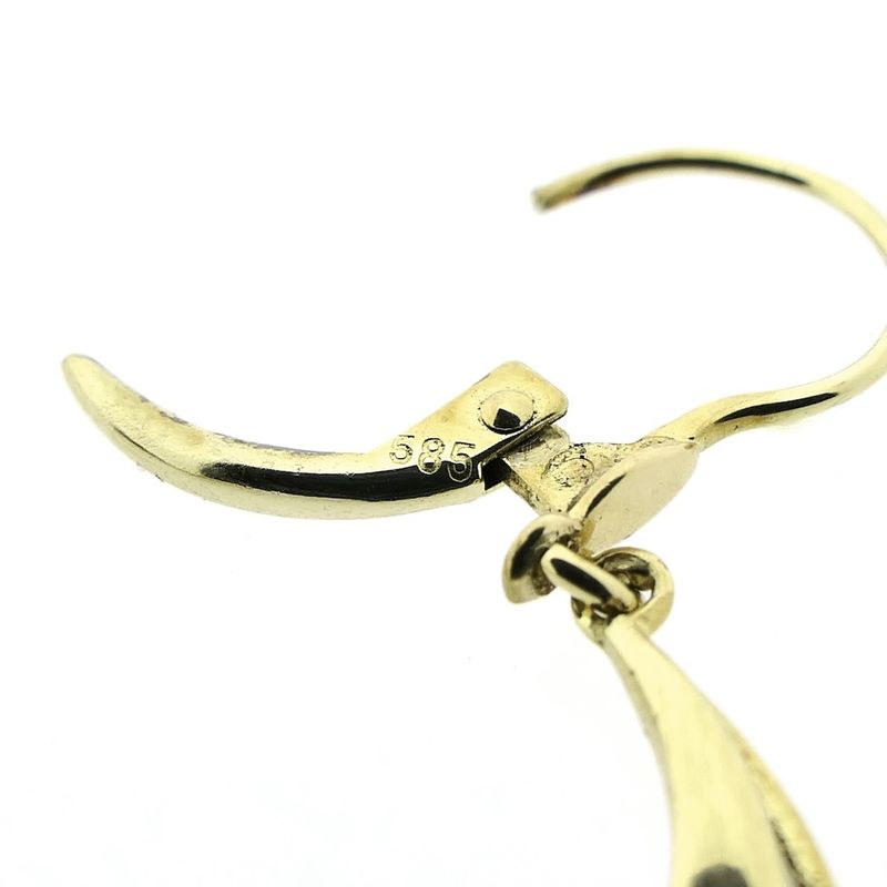 Image 6 of Gold long earrings with diamond | 0.06 ct.