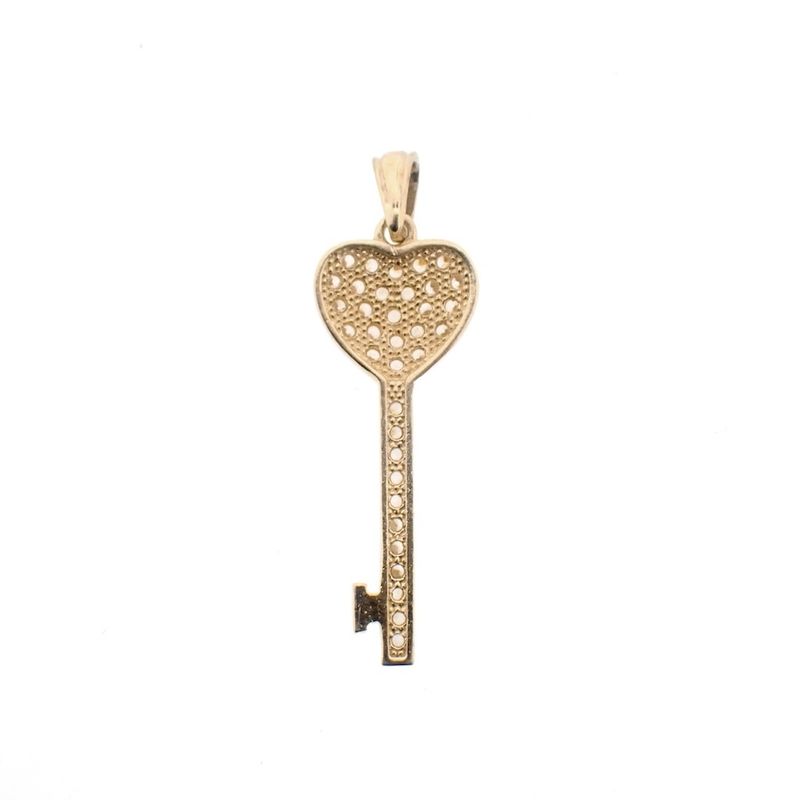 Image 6 of Gold pendant of a key heart with zirconia