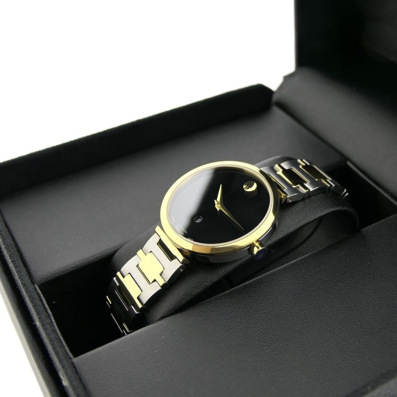 Image 17 of Movado Museum Classic; Two-tone automatic women's watch with black dial; 0607679
