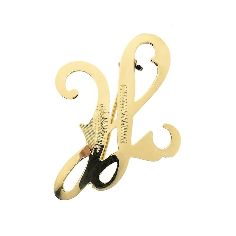 Image 1 of Gold letter brooch; letter H