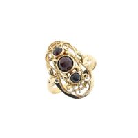 Gold ring with garnet stones | Vintage
