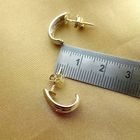 Image 7 of Bicolor gold stud earrings hemisphere | Diamond 0.04 ct.