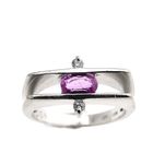 Image 2 of White gold ring with pink sapphire and diamond; 0.06 ct.