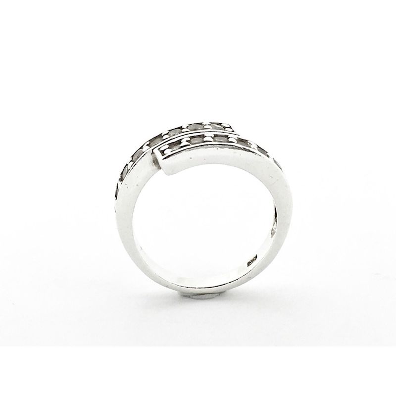 Image 3 of Silver double row ring with zirconia