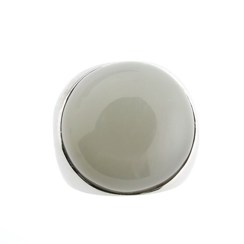 Image 5 of White gold robust ring with moonstone and diamond