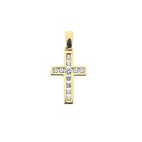 Gold pendant of a cross with zirconia