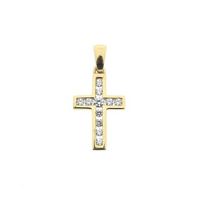Image 1 of Gold pendant of a cross with zirconia