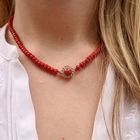 Image 12 of Blood coral bead necklace with gold clasp; Antique | 43.5 cm