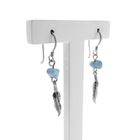 Image 3 of Silver feather earrings with turquoise