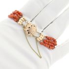 Image 8 of Antique red coral beaded bracelet with bicolor gold clasp.