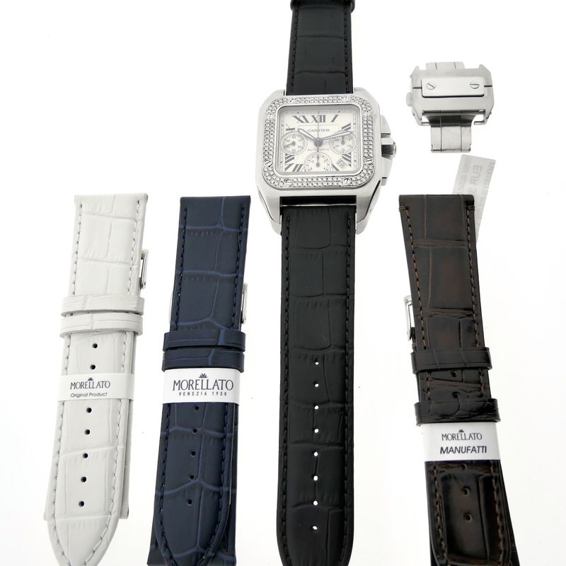 Image 12 of Cartier Santos 100 XL Chronograph 2740; Automatic watch with diamonds