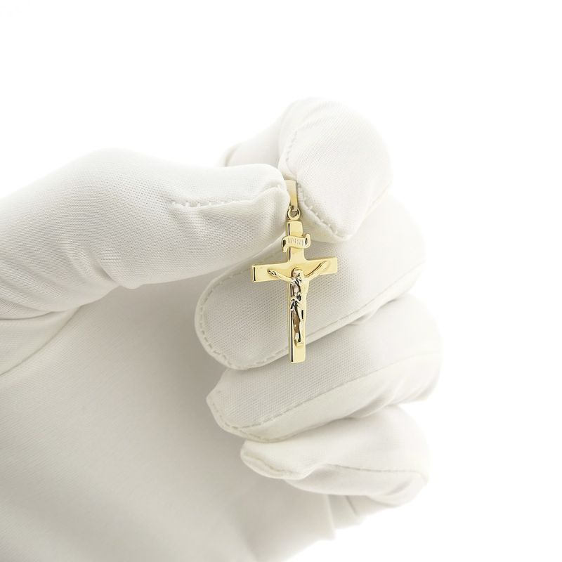 Image 12 of Gold pendant of a cross with corpus | INRI