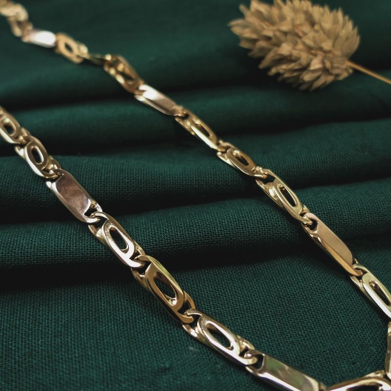 Image 2 of Two-tone gold Figaro link chain