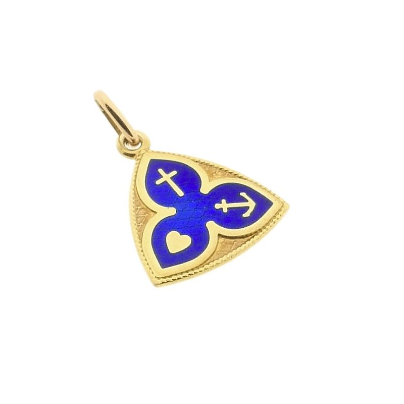 Image 7 of 18K Gold Pendant with Enamel | Faith, Hope, and Love