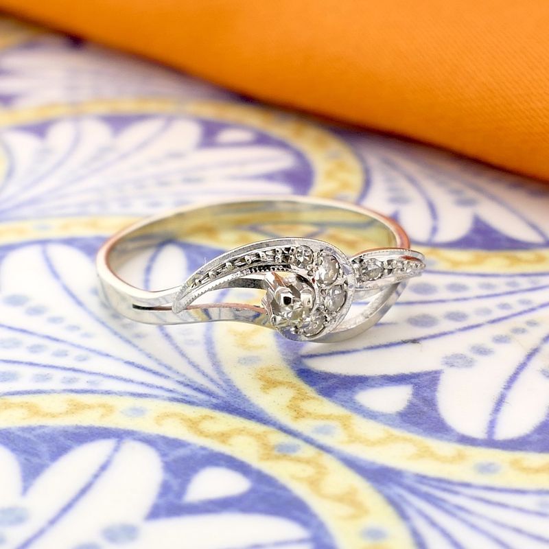 Image 7 of White gold ring with diamonds; 0.07 ct.